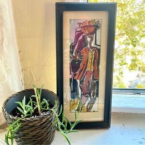 Vintage Original Art Various Paint Technique 1950’s Framed Signed 14 1/2”